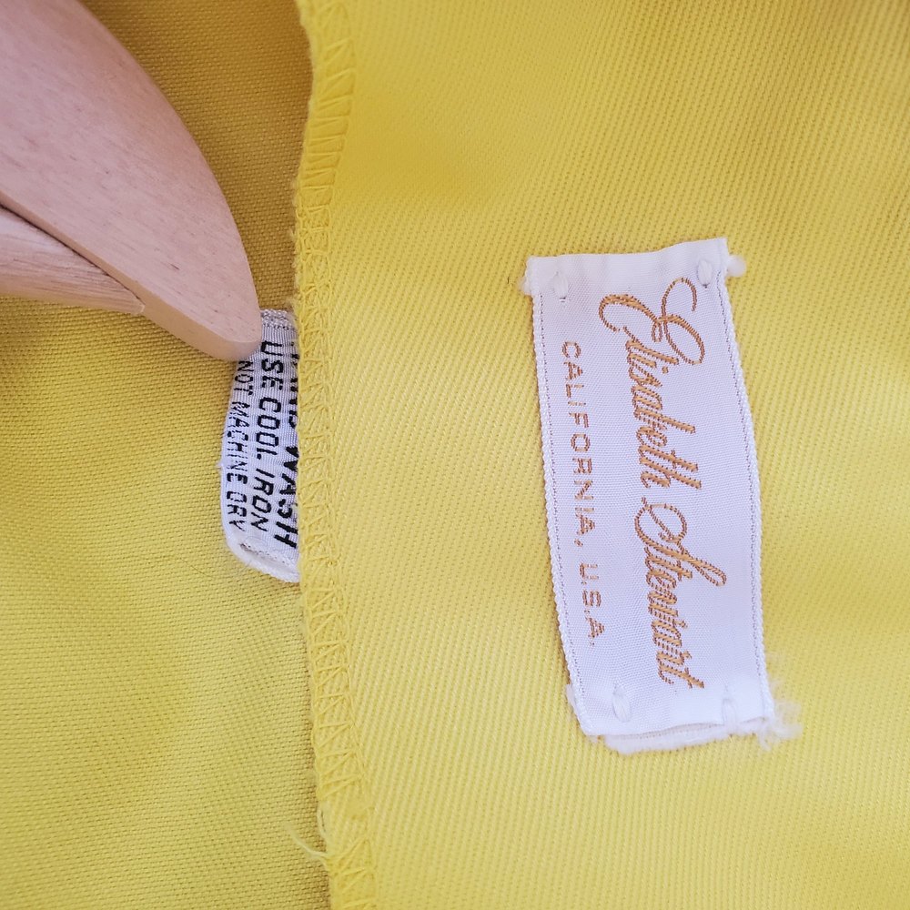 Vintage Elisabeth Stewart Mini Yellow Wood Button Accent Dress - Picture 5 of 6